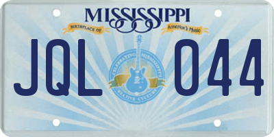 MS license plate JQL044