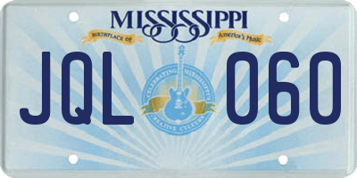 MS license plate JQL060