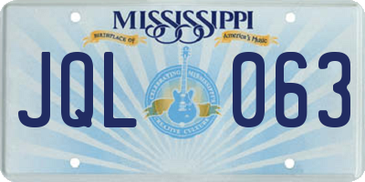 MS license plate JQL063