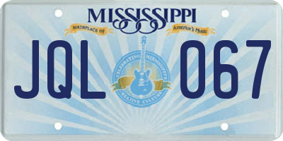 MS license plate JQL067