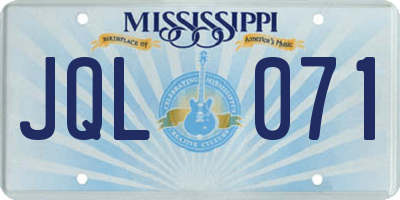 MS license plate JQL071