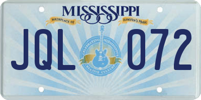 MS license plate JQL072