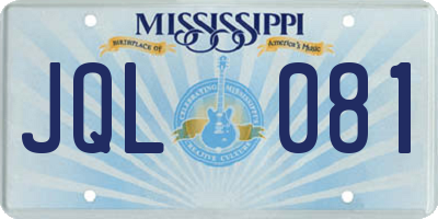 MS license plate JQL081