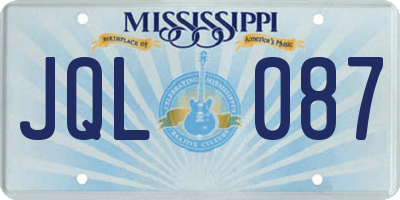 MS license plate JQL087
