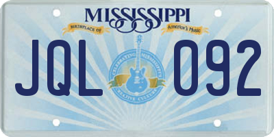 MS license plate JQL092