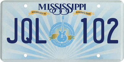 MS license plate JQL102