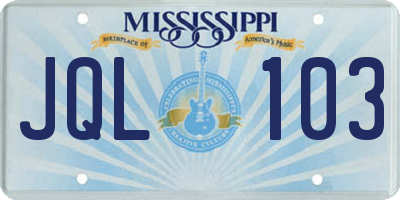 MS license plate JQL103