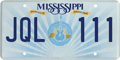 MS license plate JQL111