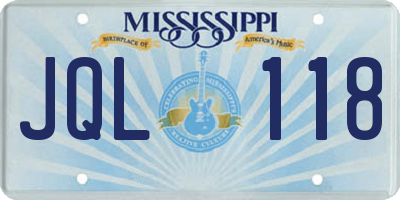 MS license plate JQL118