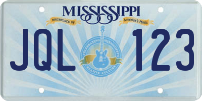 MS license plate JQL123