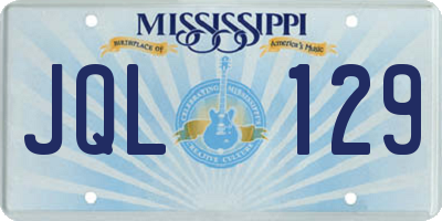 MS license plate JQL129