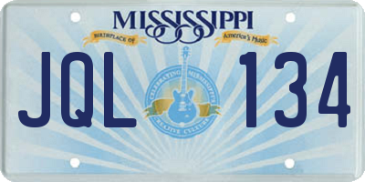 MS license plate JQL134