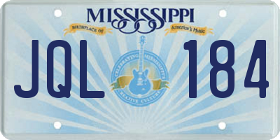 MS license plate JQL184