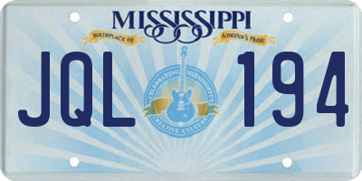 MS license plate JQL194