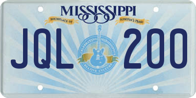 MS license plate JQL200