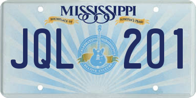 MS license plate JQL201