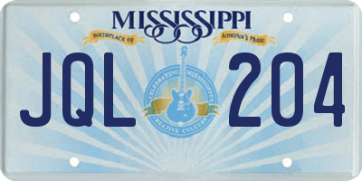 MS license plate JQL204