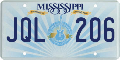 MS license plate JQL206