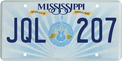 MS license plate JQL207