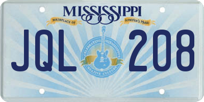 MS license plate JQL208