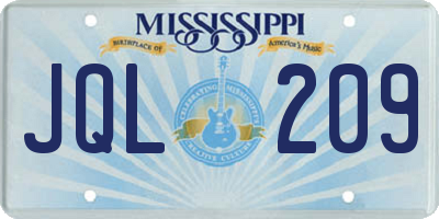MS license plate JQL209