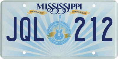 MS license plate JQL212