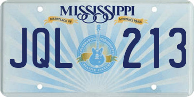 MS license plate JQL213