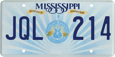 MS license plate JQL214