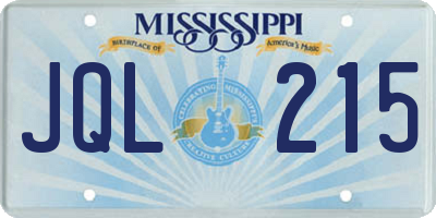MS license plate JQL215