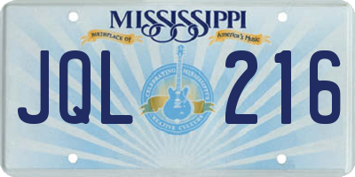 MS license plate JQL216