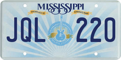 MS license plate JQL220