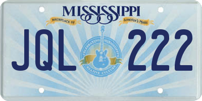 MS license plate JQL222