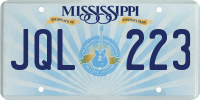 MS license plate JQL223