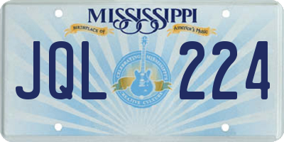 MS license plate JQL224