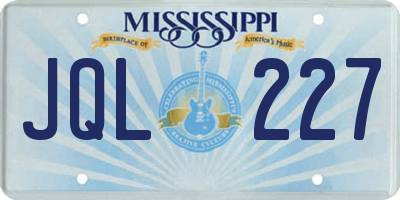 MS license plate JQL227