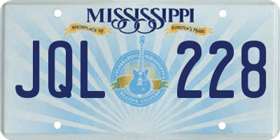 MS license plate JQL228