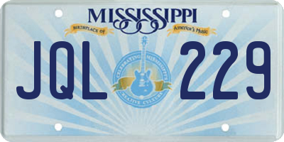 MS license plate JQL229