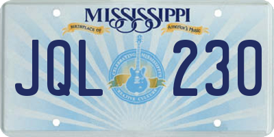 MS license plate JQL230