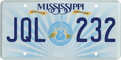 MS license plate JQL232