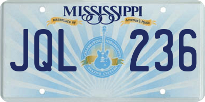 MS license plate JQL236