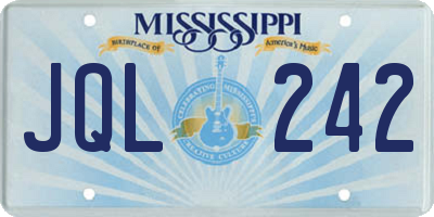 MS license plate JQL242