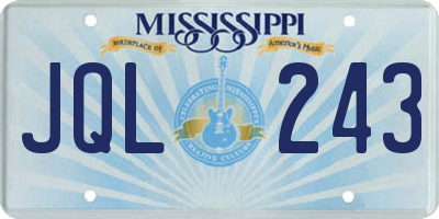 MS license plate JQL243