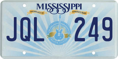 MS license plate JQL249