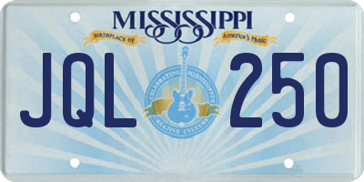 MS license plate JQL250