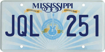 MS license plate JQL251