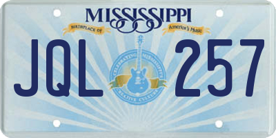 MS license plate JQL257