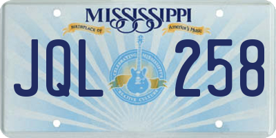 MS license plate JQL258