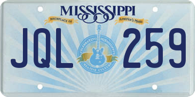 MS license plate JQL259
