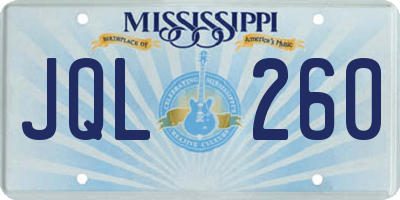 MS license plate JQL260