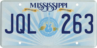 MS license plate JQL263